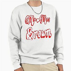 Mr Mrs Brown Personalised for wedding anniversary wife husband couple. Romantic White with love heart Pullover Sweatshirt