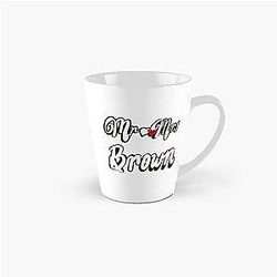Mr. and Mrs. Brown Personalised Mug for Wedding Anniversary or Newly Wed Valentine's Day Wife Husband, Couple. Romantic White Cursive Text on Black Background with Love Heart.