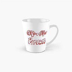 Mr Brown Personalised gift for wedding anniversary couple. Romantic White cursive text on red background with love heart Tall Mug