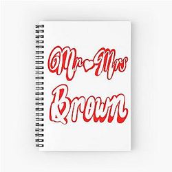 Mr Brown's Personalised neighbours Romantic White cursive text on red background with love heart Spiral Notebook