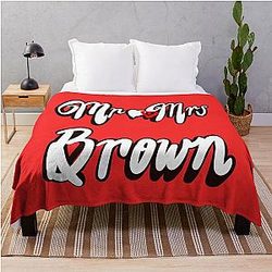 Mr Brown Personalised Throw Blanket for wedding anniversary newly wed Valentine's Day wife husband couple, Romantic White cursive text on black background with love heart.