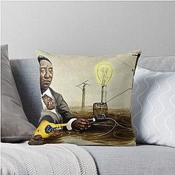 Muddy Waters Inventing Electricity Throw Pillow