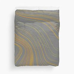 Ribbons of Muddy Water Brown and Golden Rod - abstract duvet cover