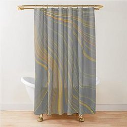 Ribbons of Muddy Waters Brown and Golden Rod abstract Shower Curtain
