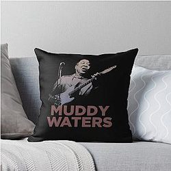 Retro Muddy Waters Throw Pillow
