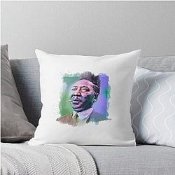 Muddy Waters - Famous Musician Portraits Throw Pillow Green and Blue
