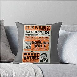 Howling Wolf vs Muddy Waters Throw Pillow