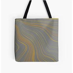 Ribbons of Muddy Waters Brown and Golden Rod - abstract Overprint Tote Bag