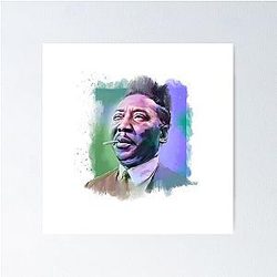 Muddy Waters - Famous Musician Portraits Green and Blue Poster