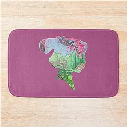 Watercolor Silhouette Mulan Garden Bath Mat