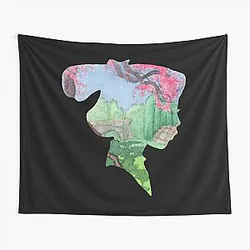 Watercolor Silhouette Mulan Garden Classic Tapestry