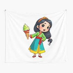 Mulan Eating an Ice Cream Cone Tapestry