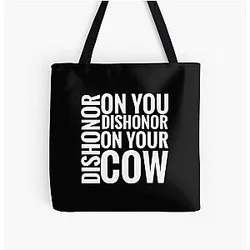 Dishonor on Your Cow in White - Mulan All Over Print Tote Bag