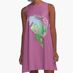 Watercolor Silhouette Mulan Garden A Line Dress