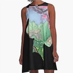 Watercolor Silhouette Mulan Garden Classic A-Line Dress