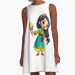 Mulan wears an A-line dress