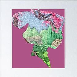 Watercolor Silhouette Mulan Garden Poster