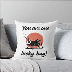 You are one lucky bug Mulan inspired lucky cricket design throw pillow
