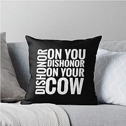 Dishonor on Your Cow in White - Mulan Throw Pillow
