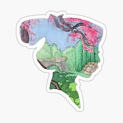 Watercolor Silhouette Mulan Garden Classic Sticker