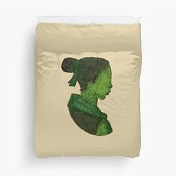Watercolor Silhouette Mulan Duvet Cover