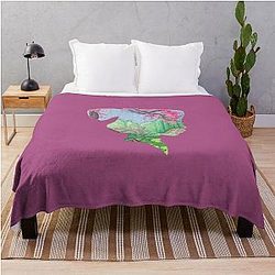 Watercolor Silhouette Mulan Garden Throw Blanket
