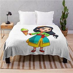 Mulan eating an ice cream cone throw blanket