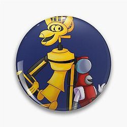 MST3k Tom Servo and Crow T-Shirt Pin