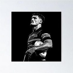 Nathan Cleary Panthers NRL black white poster