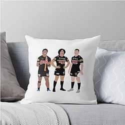 Brian To'o, Jarome Luai and Nathan Cleary Penrith Panthers NRL Throw Pillow