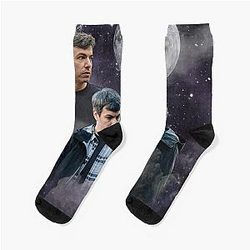 Nathan Fielder Galaxy Wolf Print Socks