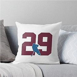 Nathan MacKinnon Colorado Hockey Icon Throw Pillow