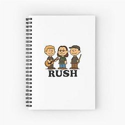 Rush Peanuts Retro Geddy Lee Alex Lifeson Neil Peart Rock Band Spiral Notebook