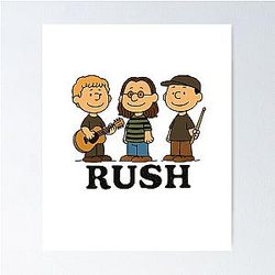 Rush Peanuts Retro Geddy Lee Alex Lifeson Neil Peart Rock Band Poster
