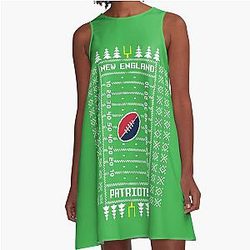 New England Patriots Ugly Christmas A-Line Dress
