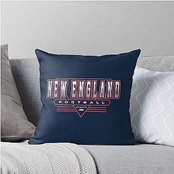 New England Football Retro Vintage Patriots Inspired 90s Throwback Throw Pillow
