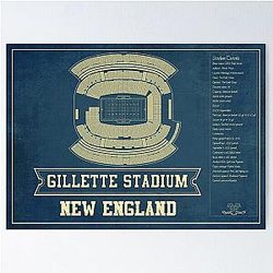 New England Patriots Gillette Stadium Seating Chart Vintage Poster