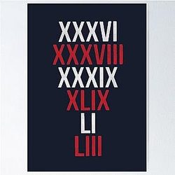 New England Patriots 6X Super Bowl Champions Poster