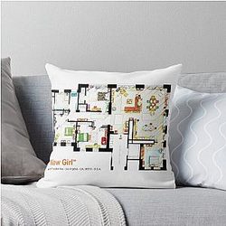 Floorplan of the Loft Apartment from New Girl Throw Pillow
