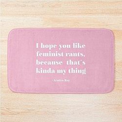 New girl feminist white bath mat