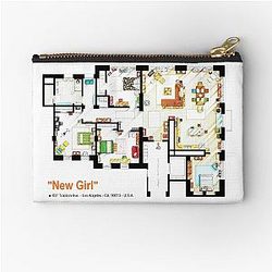 Floor plan of the loft apartment from New Girl Zipper Pouch