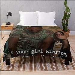 New Girl Funny Sticker, Winston and Jess: Winnie the Pooh Throw Blanket