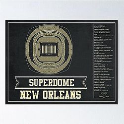 New Orleans Saints Superdome Seating Chart Vintage Poster
