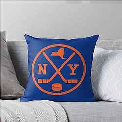 Retro New York Hockey Emblem NY Throw Pillow