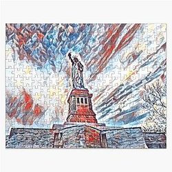 Statue of Liberty New York USA Impressionist Art Jigsaw Puzzle