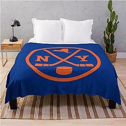 Retro New York Hockey Emblem Vintage NY Throw Blanket