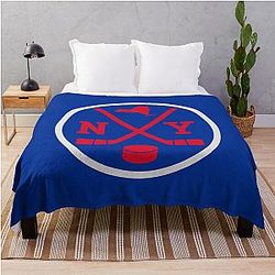 Retro New York Hockey Emblem Vintage New York Throw Blanket