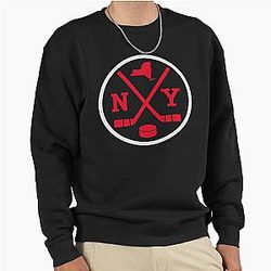 Retro NY Hockey Emblem New York Pullover Sweatshirt