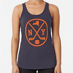 Retro New York Hockey Emblem Vintage Ny Racerback Tank Top