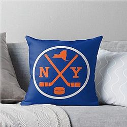 Retro New York Hockey Emblem Vintage Throw Pillow